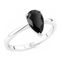 Afbeelding in Gallery-weergave laden, Zwarte verlovingsring 3,5 karaat echte peervormige diamant solitair glad 14k witgoud
