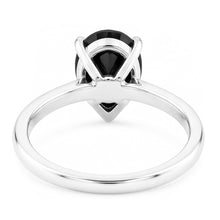 Afbeelding in Gallery-weergave laden, Zwarte verlovingsring 3,5 karaat echte peervormige diamant solitair glad 14k witgoud
