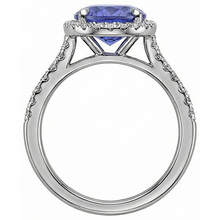 Afbeelding in Gallery-weergave laden, echte round tanzaniet 6.50karaat ring met diamantaccenten
