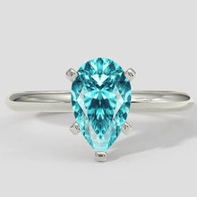 Afbeelding in Gallery-weergave laden, Blauwachtige Paraiba Ring 1.50 Peervormig
