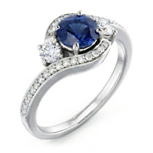 Afbeelding in Gallery-weergave laden, Blauwe Ceylon Saffier En Diamant Ring Wit Goud 14K
