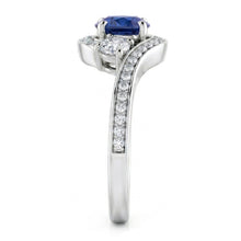 Afbeelding in Gallery-weergave laden, Blauwe Ceylon Saffier En Diamant Ring Wit Goud 14K
