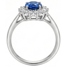 Afbeelding in Gallery-weergave laden, Blauwe Ceylon Sapphire 3 Karaat Jubileumring Wit Goud 14K
