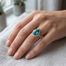 Afbeelding in Gallery-weergave laden, Blauwe Diamant Diamant Halo Zetting Ring 3,5 karaat – 14K Rosé
