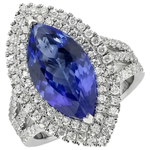 Afbeelding in Gallery-weergave laden, echte round tanzaniet 5.50karaat ring close-up detail
