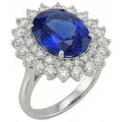 Blauwe Saffier Gouden 14K I
GI GECERTIFICEERDE Diamanten Ring