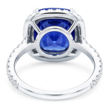 Afbeelding in Gallery-weergave laden, Blauwe Saffier Dubbele Halo Ring Goud 14K Diamanten Sieraden 5 Karaat
