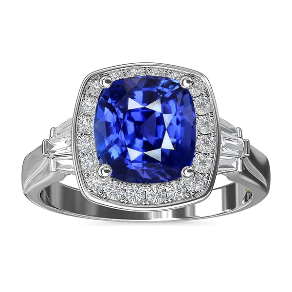 Blauwe Saffier En Diamanten Ring