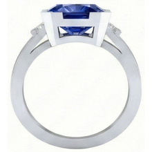 Afbeelding in Gallery-weergave laden, Blauwe Saffier Heren Ring 4 Karaat Bar Set Gouden Prinses Diamanten
