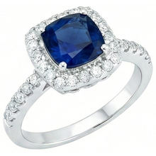 Afbeelding in Gallery-weergave laden, echte round saffier 3.50karaat ring vooraanzicht
