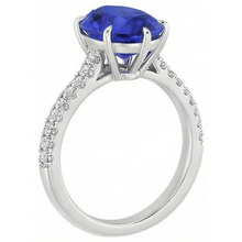 Afbeelding in Gallery-weergave laden, Blauwe Saffier Ring Met Diamanten Accenten Peer Geslepen Edelsteen 5 Karaat

