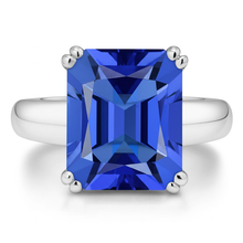 Afbeelding in Gallery-weergave laden, Blauwe Saffier Solitaire Engagement Emerald Ring 2 karaat Prong Set
