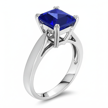Afbeelding in Gallery-weergave laden, Blauwe Saffier Solitaire Engagement Emerald Ring 2 karaat Prong Set
