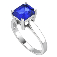 Afbeelding in Gallery-weergave laden, Blauwe Saffier Solitaire Engagement Emerald Ring 2 karaat Prong Set
