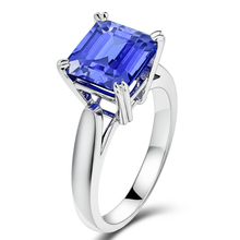 Afbeelding in Gallery-weergave laden, Blauwe Saffier Solitaire Engagement Emerald Ring 2 karaat Prong Set
