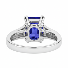 Afbeelding in Gallery-weergave laden, Blauwe Saffier Solitaire Engagement Emerald Ring 2 karaat Prong Set
