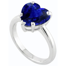 Afbeelding in Gallery-weergave laden, Blauwe Saffier Solitaire Hartvormige Ring 2 Karaats 14K Goud
