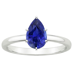 Blauwe Saffier Solitaire Ring 4 Karaats Edelsteen Wit Goud 14K