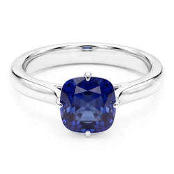 Blauwe Saffier Solitaire Ring Witgoud 14K Sieraden 2 Karaat