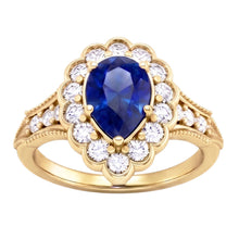 Afbeelding in Gallery-weergave laden, Blauwe Saffier Vintage Stijl Verlovingsring
