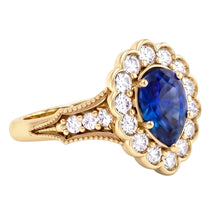Afbeelding in Gallery-weergave laden, Blauwe Saffier Vintage Stijl Verlovingsring

