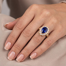 Afbeelding in Gallery-weergave laden, Blauwe Saffier Vintage Stijl Verlovingsring
