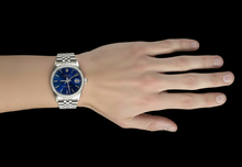 Afbeelding in Gallery-weergave laden, Blauwe Stok wijzerplaat Horloge roestvrij staal jubileum diamant doorlopend Rolex Heren
