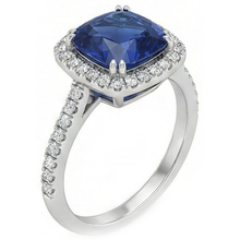 Afbeelding in Gallery-weergave laden, echte round saffier 2.50karaat ring close-up detail
