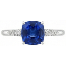 Afbeelding in Gallery-weergave laden, echte round saffier 2karaat ring close-up detail
