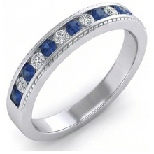 Afbeelding in Gallery-weergave laden, echte round saffier 3.40karaat eternity ring vooraanzicht
