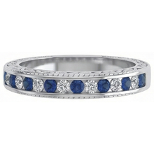 Afbeelding in Gallery-weergave laden, echte round saffier 3.40karaat eternity ring close-up detail

