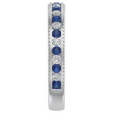 Afbeelding in Gallery-weergave laden, echte round saffier 3.40karaat eternity ring bovenaanzicht
