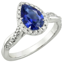 Afbeelding in Gallery-weergave laden, Blauwe Saffier Halo Natuurlijke uit de aarde gewonnen Diamanten Ring Zetting Peervormige Steen 7.25 Karaat Goud
