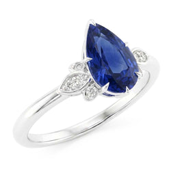 Blauwe saffier Natuurlijke echte diamant ( niet in het laboratorium gekweekt )en jubileum ring 2 karaat peer geslepen tanden set nieuw