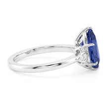 Afbeelding in Gallery-weergave laden, Blauwe saffier Natuurlijke echte diamant ( niet in het laboratorium gekweekt )en jubileum ring 2 karaat peer geslepen tanden set nieuw
