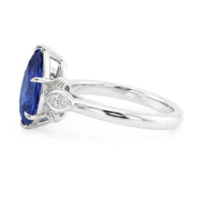 Afbeelding in Gallery-weergave laden, Blauwe saffier Natuurlijke echte diamant ( niet in het laboratorium gekweekt )en jubileum ring 2 karaat peer geslepen tanden set nieuw
