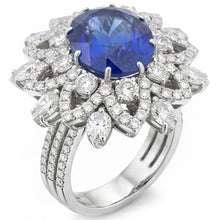 Afbeelding in Gallery-weergave laden, Grote Ovale Saffier IGI GECERTIFICEERDE Diamanten Ring
