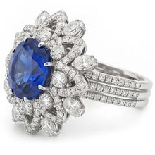 Afbeelding in Gallery-weergave laden, Grote Ovale Saffier IGI GECERTIFICEERDE Diamanten Ring
