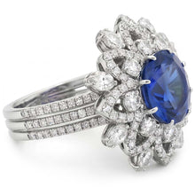 Afbeelding in Gallery-weergave laden, Grote Ovale Saffier IGI GECERTIFICEERDE Diamanten Ring
