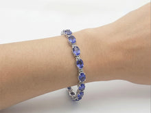 Afbeelding in Gallery-weergave laden, Blauwe saffier Natuurlijke echte diamanten ( niet in een laboratorium gekweekt ) tennisarmband set 18 karaat sieraden+

