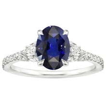 Afbeelding in Gallery-weergave laden, Blauwe saffier Solitaire met accenten Ring 5 karaat witgouden sieraden
