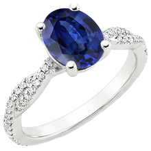 Afbeelding in Gallery-weergave laden, Blauwe saffier Solitaire met accenten Trouwring 3,50 karaat
