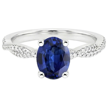 Afbeelding in Gallery-weergave laden, Blauwe saffier Solitaire met accenten Trouwring 3,50 karaat
