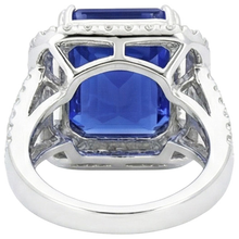 Afbeelding in Gallery-weergave laden, Blauwe Saffier IGI GECERTIFICEERDE Diamanten Halo Verlovingsring 6.50 Karaat Goud 14K
