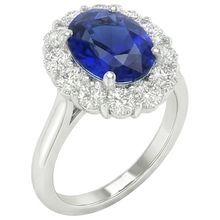 Afbeelding in Gallery-weergave laden, Blauwe Saffier uit de aarde gewonnen Diamanten Verlovingsring Ovaal Ceylonese Edelsteen 9.25 Karaat
