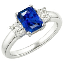 Afbeelding in Gallery-weergave laden, Blauwe saffier edelsteen ring 2,50 karaat sprankelende stralende Natuurlijke echte diamant ( niet in het laboratorium gekweekt )en
