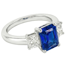 Afbeelding in Gallery-weergave laden, Blauwe saffier edelsteen ring 2,50 karaat sprankelende stralende Natuurlijke echte diamant ( niet in het laboratorium gekweekt )en

