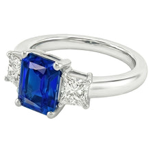 Afbeelding in Gallery-weergave laden, Blauwe saffier edelsteen ring 2,50 karaat sprankelende stralende Natuurlijke echte diamant ( niet in het laboratorium gekweekt )en

