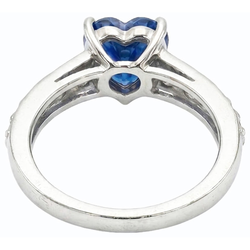 Blauwe saffier edelsteen ring hart gesneden 3,50 karaat Prong set sieraden