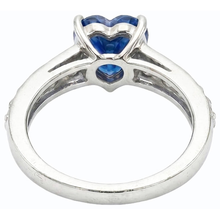 Afbeelding in Gallery-weergave laden, Blauwe saffier edelsteen ring hart gesneden 3,50 karaat Prong set sieraden
